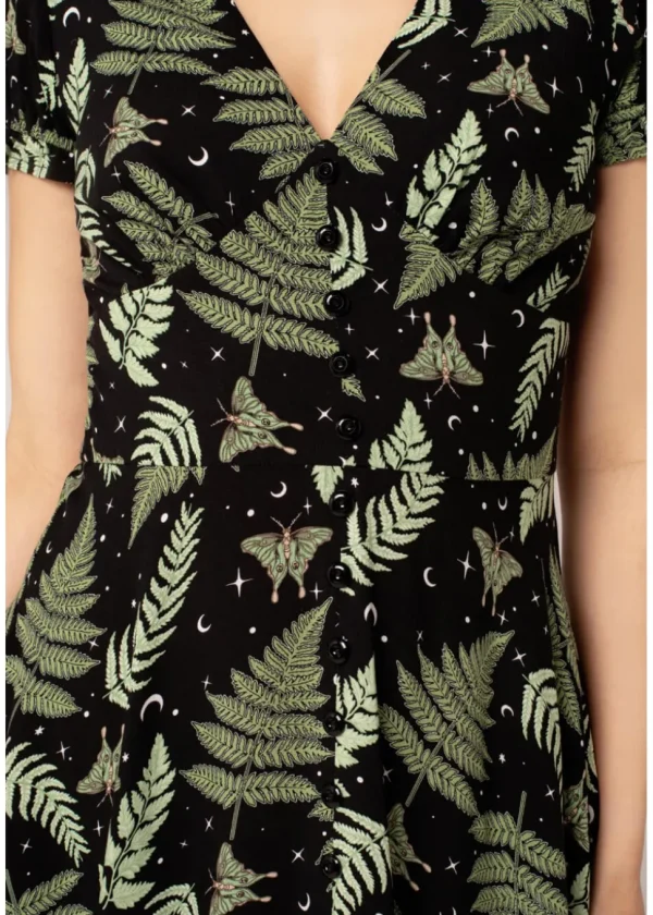 Hell Bunny Gaia Leaves 40's Dress Black