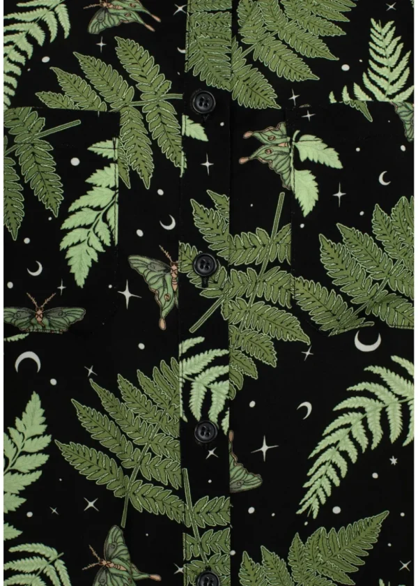 Hell Bunny Gaia Leaves 40's Shirt Black