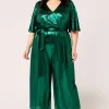 Hell Bunny Gigi Metallic 70's Jumpsuit Green