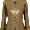 Hell Bunny Gigi Metallic 70's Blouse Gold