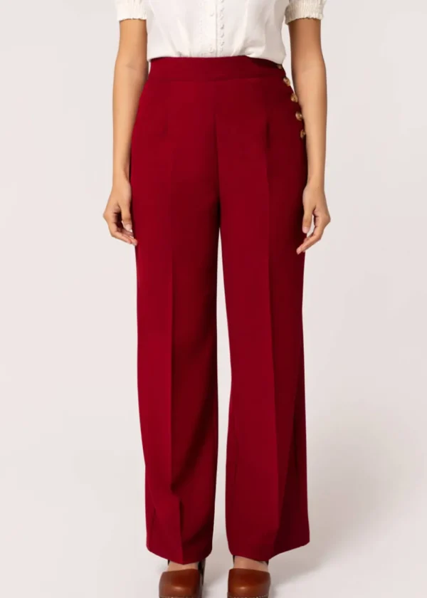 Hell Bunny Ginger 40's Swing Trousers Dark Red