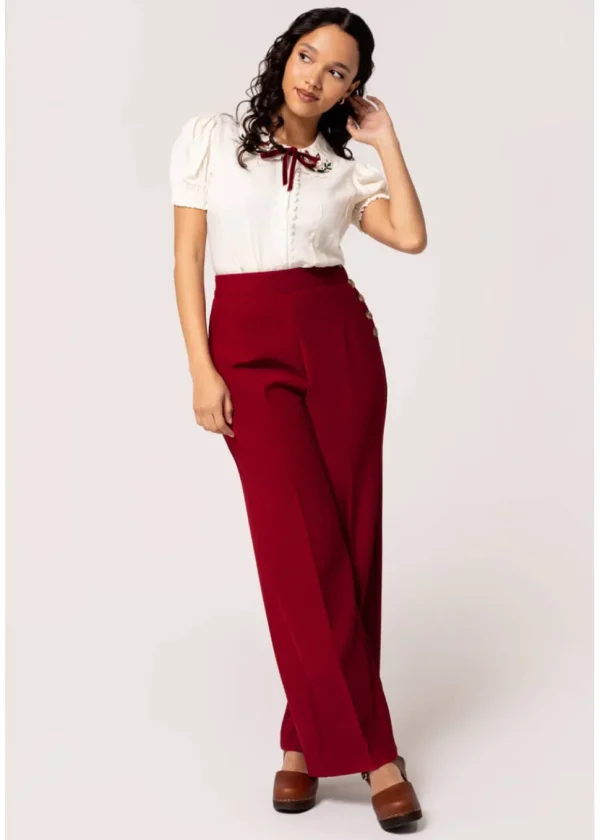 Hell Bunny Ginger 40's Swing Trousers Dark Red