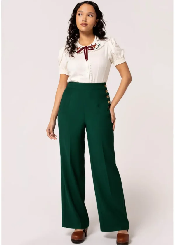 Hell Bunny Ginger 40's Swing Trousers Dark Green
