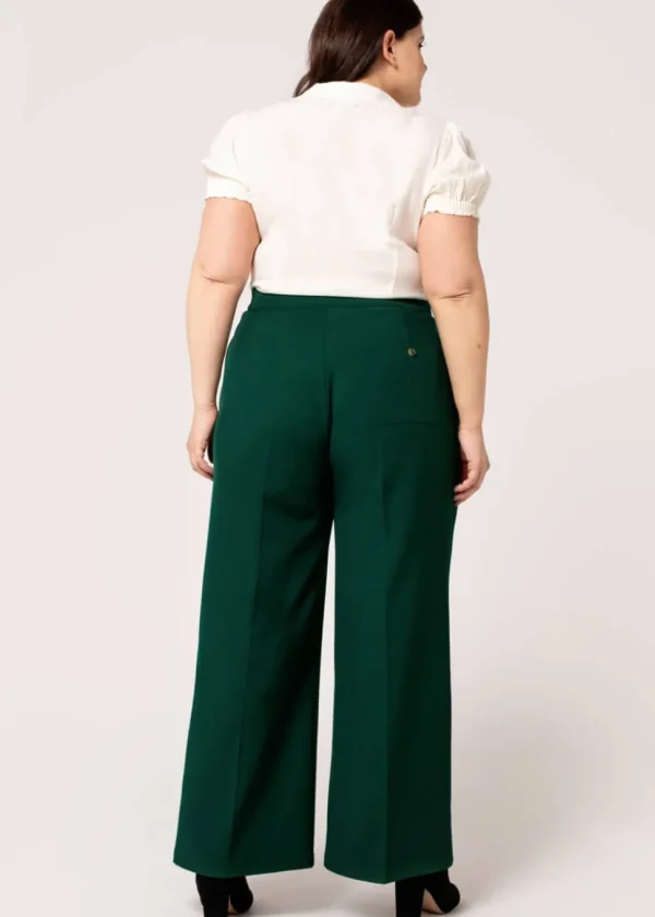 Hell Bunny Ginger 40's Swing Trousers Dark Green