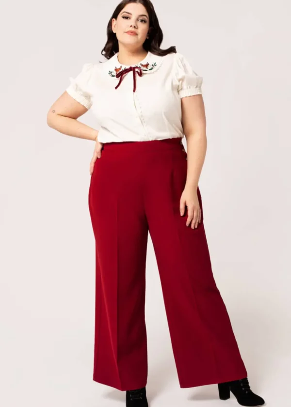 Hell Bunny Ginger 40's Swing Trousers Dark Red