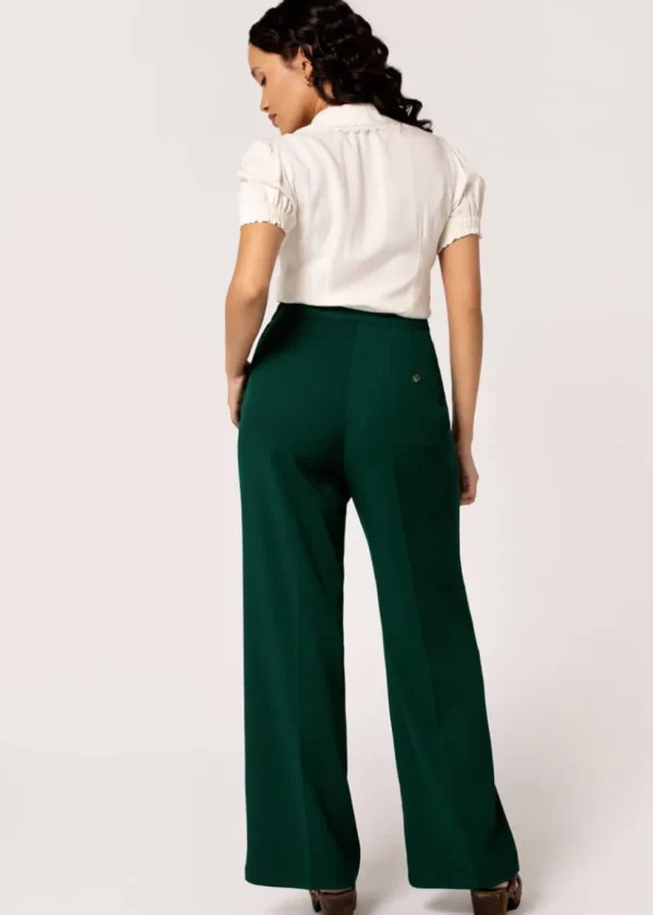 Hell Bunny Ginger 40's Swing Trousers Dark Green