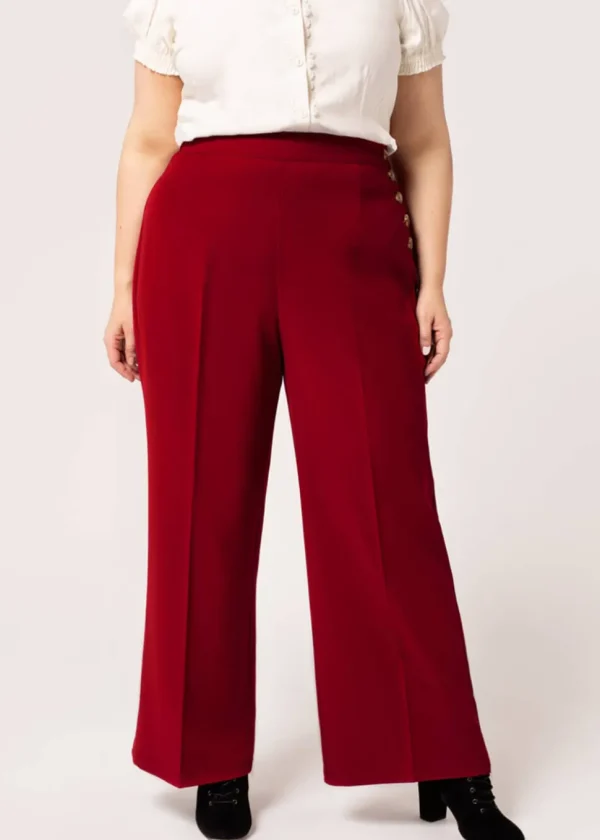 Hell Bunny Ginger 40's Swing Trousers Dark Red