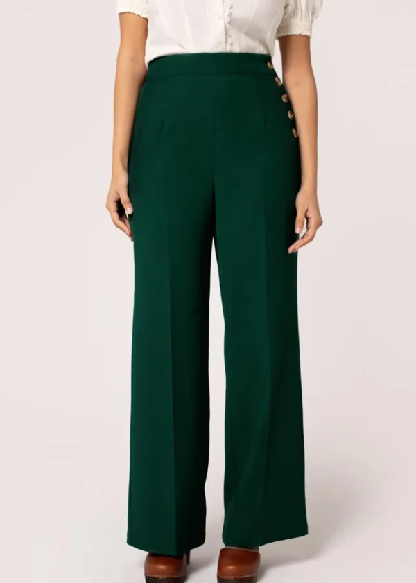 Hell Bunny Ginger 40's Swing Trousers Dark Green
