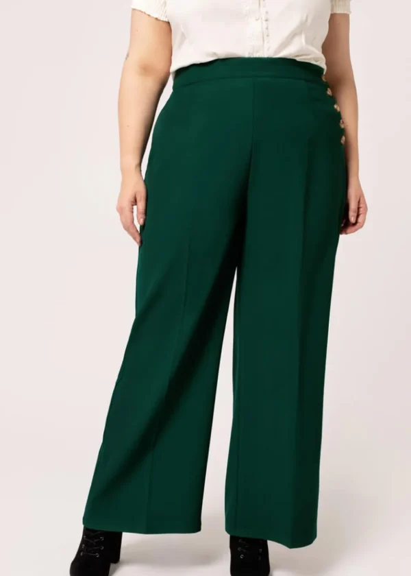 Hell Bunny Ginger 40's Swing Trousers Dark Green