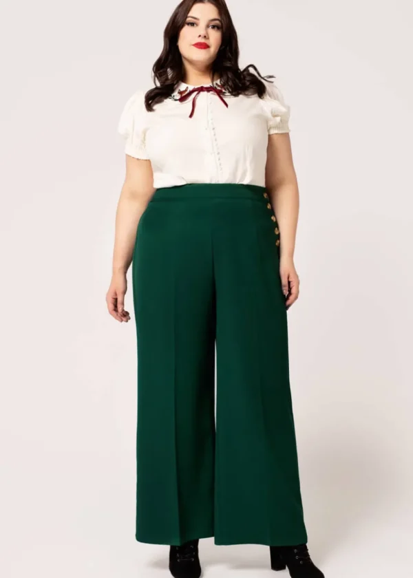 Hell Bunny Ginger 40's Swing Trousers Dark Green