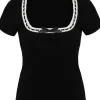 Hell Bunny Gracie Bow 50's Top Black