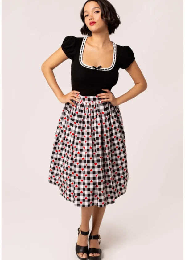 Hell Bunny Gracie Bow 50's Top Black