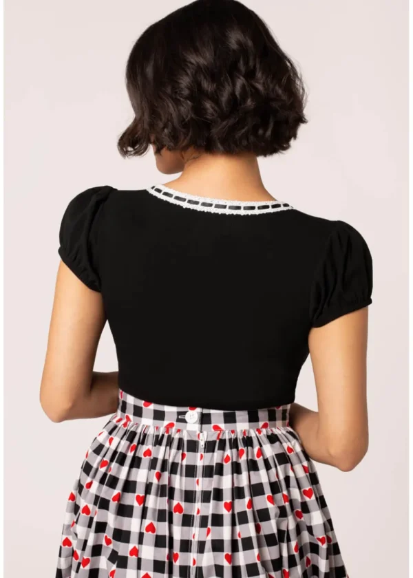 Hell Bunny Gracie Bow 50's Top Black