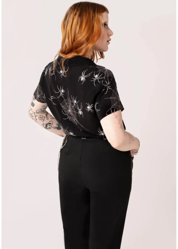 Hell Bunny Grungy Spider 40's Shirt Black