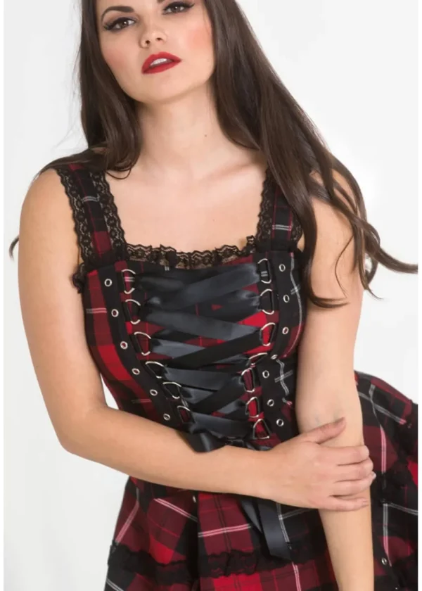 Hell Bunny Harley Tartan Dress Red