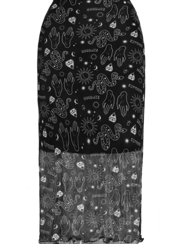 Hell Bunny Hello Goodbye Mesh Ouija 90's Skirt Black