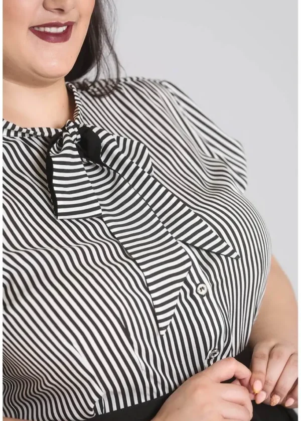 Hell Bunny Humbug 40's Blouse Black White