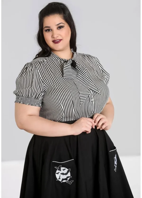 Hell Bunny Humbug 40's Blouse Black White