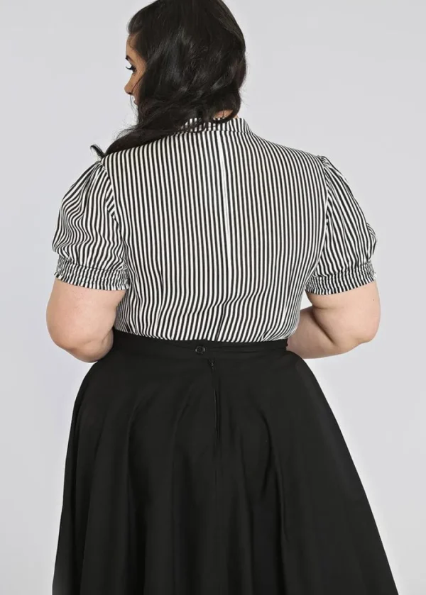 Hell Bunny Humbug 40's Blouse Black White