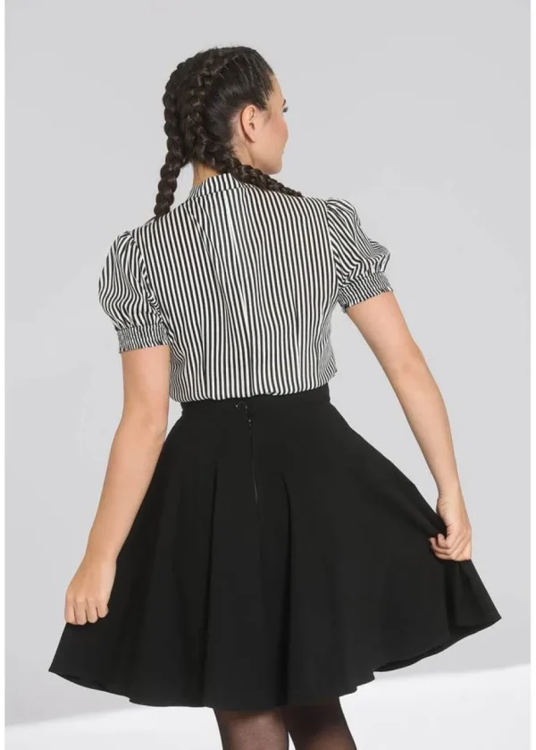 Hell Bunny Humbug 40's Blouse Black White