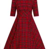 Hell Bunny Irvine Tartan 50's Swing Dress Red