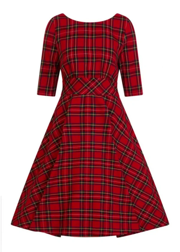 Hell Bunny Irvine Tartan 50's Swing Dress Red