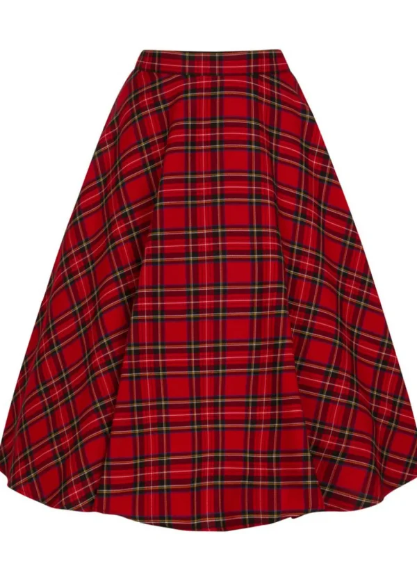 Hell Bunny Irvine Tartan 50's Swing Skirt Red
