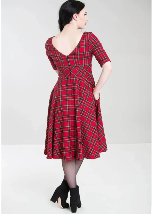 Hell Bunny Irvine Tartan 50's Swing Dress Red