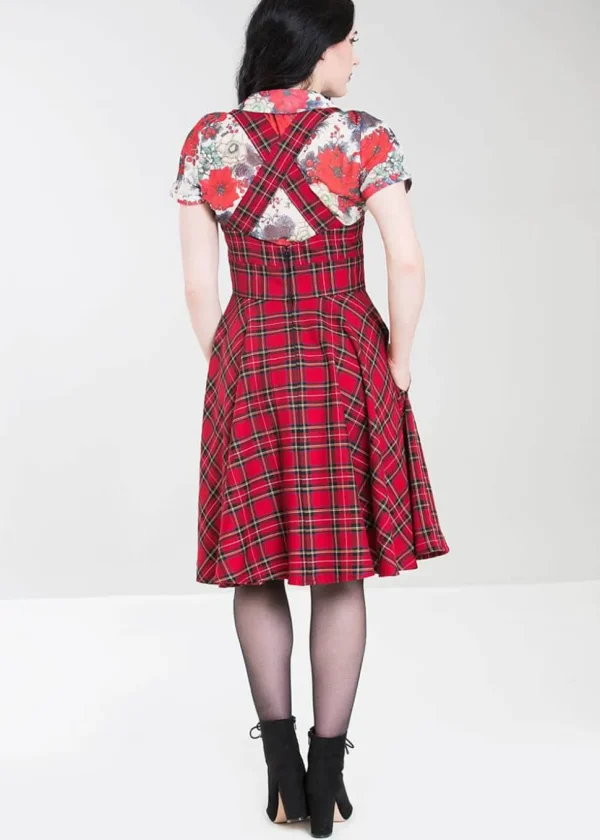 Hell Bunny Irvine Tartan 60's Pinafore Dress Red