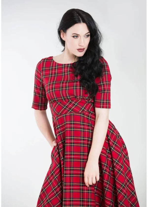 Hell Bunny Irvine Tartan 50's Swing Dress Red