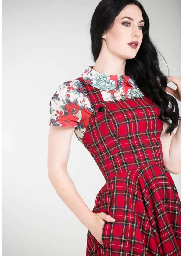 Hell Bunny Irvine Tartan 60's Pinafore Dress Red