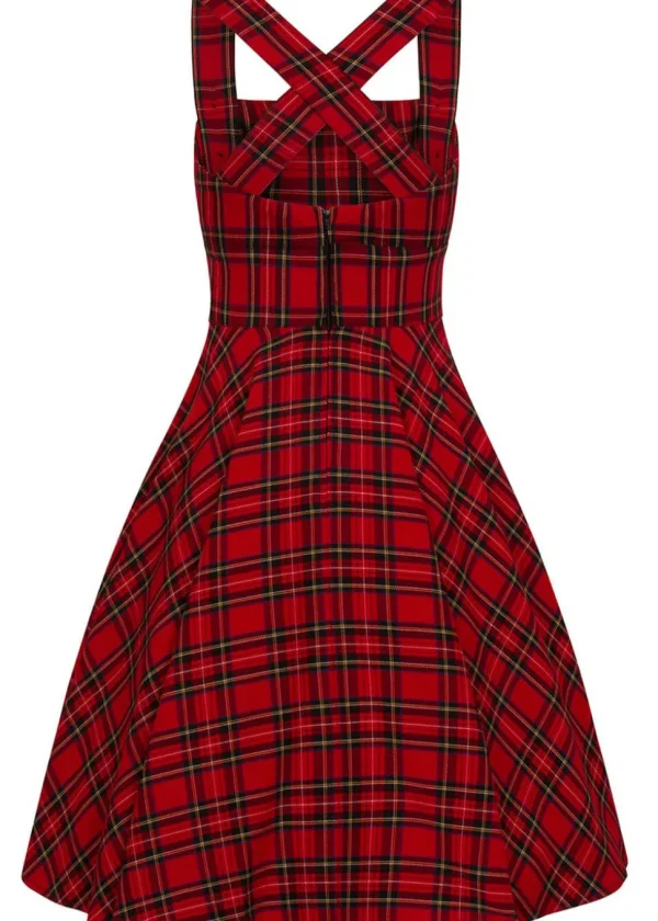 Hell Bunny Irvine Tartan 60's Pinafore Dress Red