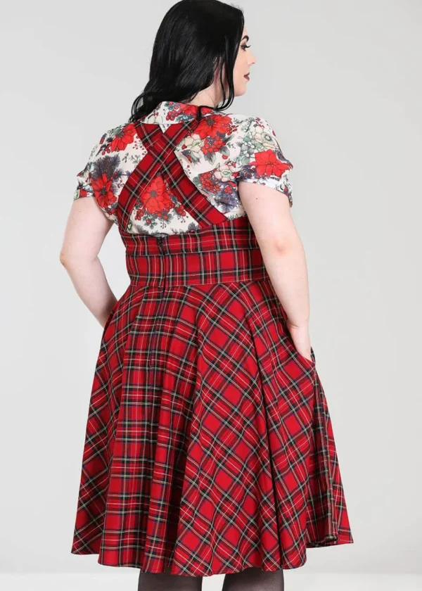 Hell Bunny Irvine Tartan 60's Pinafore Dress Red