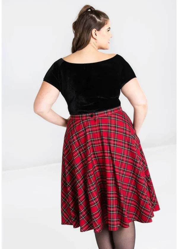 Hell Bunny Irvine Tartan 50's Swing Skirt Red