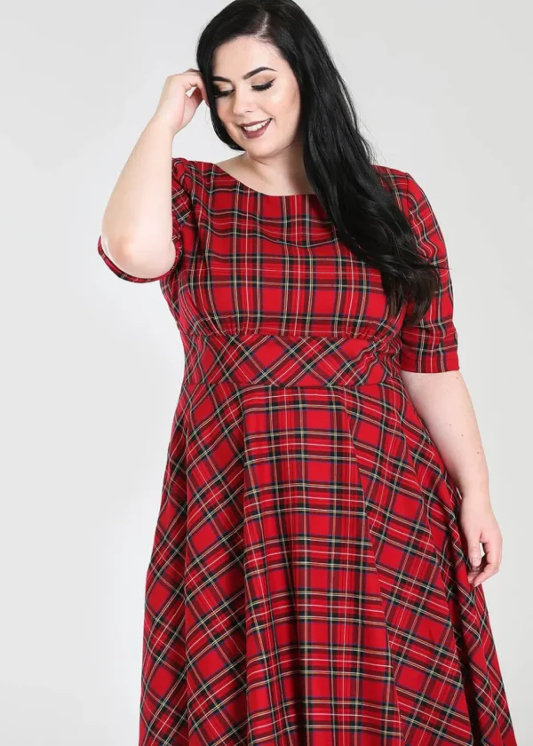 Hell Bunny Irvine Tartan 50's Swing Dress Red