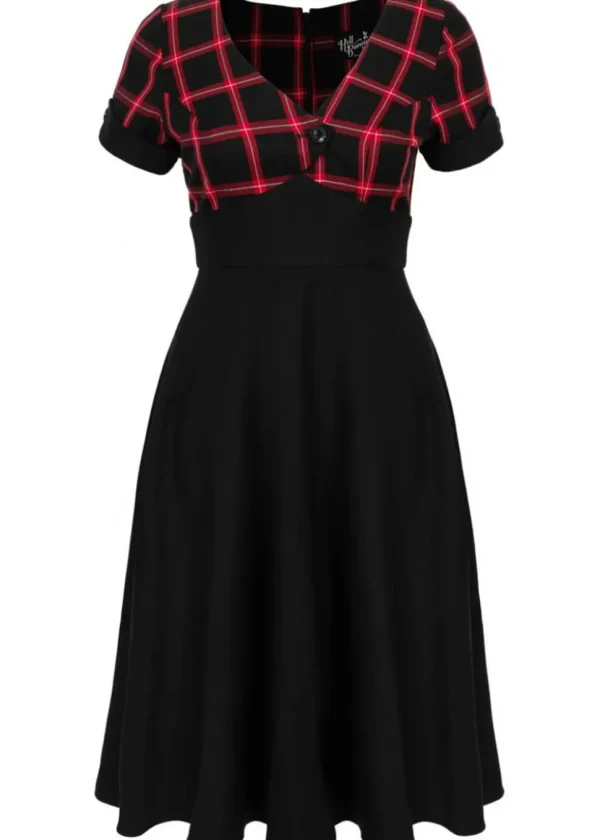 Hell Bunny Janine Tartan 50's Swing Dress Black