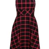 Hell Bunny Janine Tartan Pinafore 40's Swing Dress Black Red
