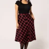 Hell Bunny Janine Tartan A-Line Skirt Black Red