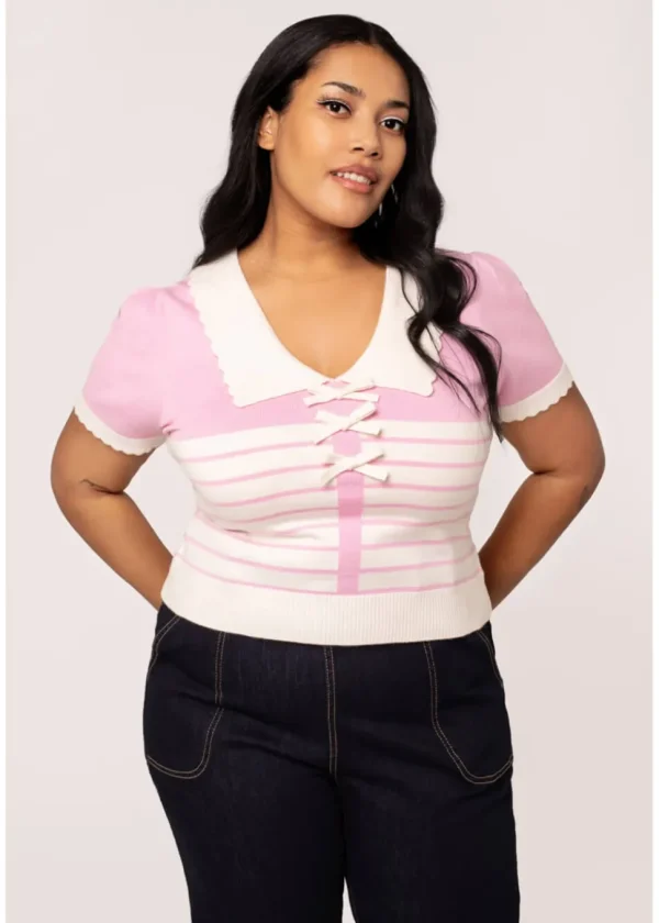 Hell Bunny Jennie Bow 40's Top Pink
