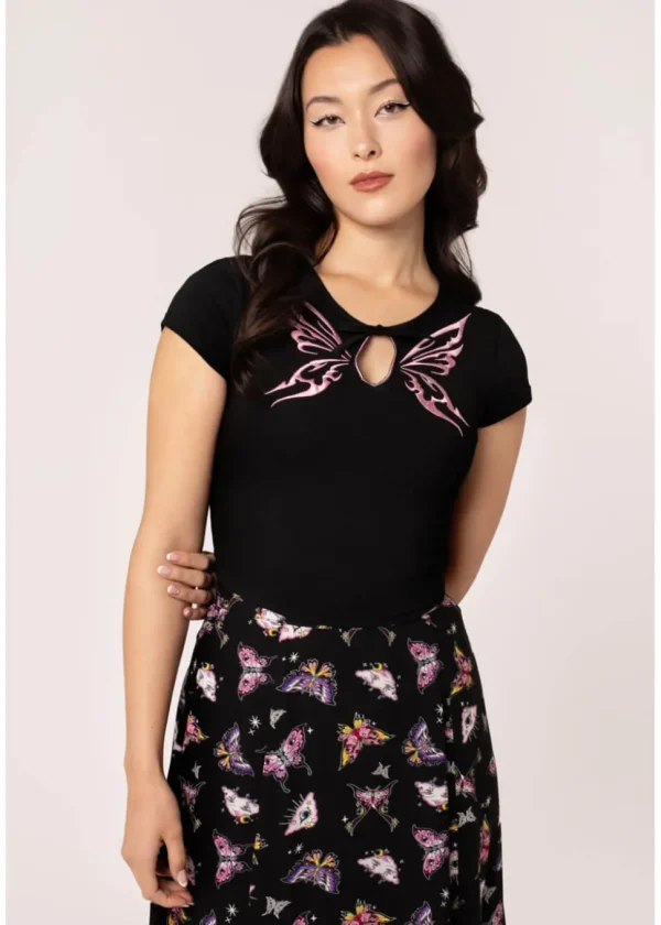 Hell Bunny Kocho Butterfly Top Black
