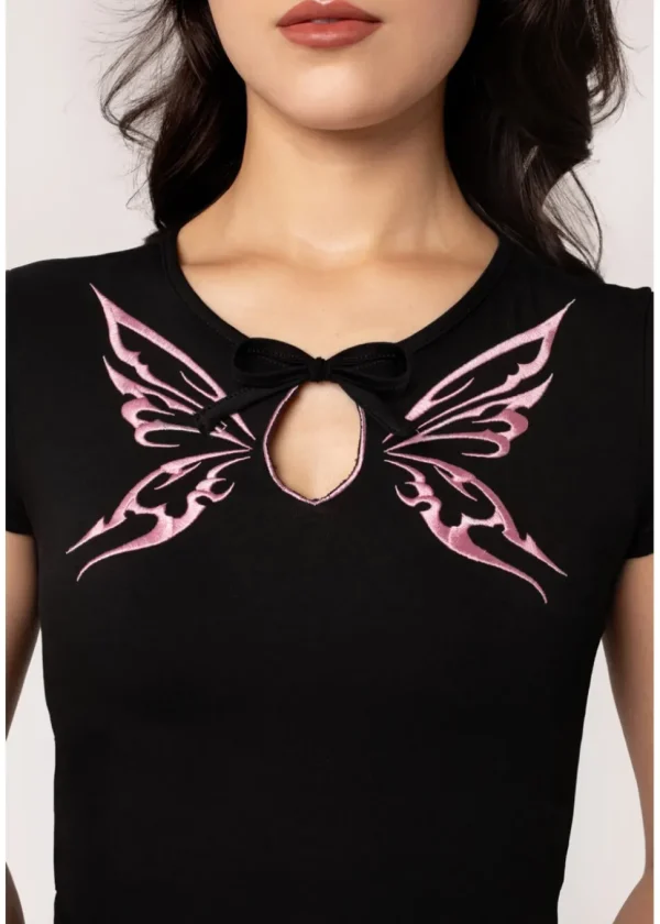 Hell Bunny Kocho Butterfly Top Black