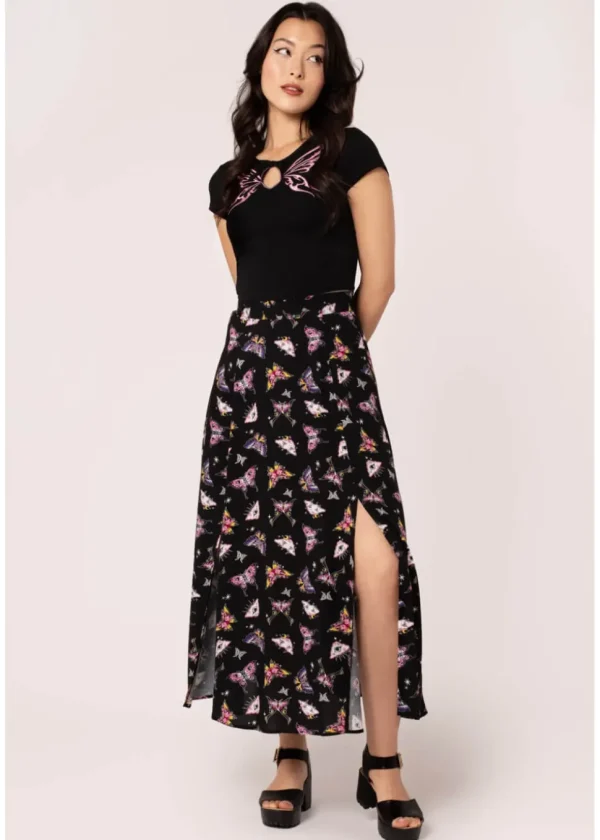 Hell Bunny Kocho Butterfly 50's Skirt Black