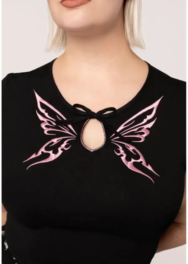 Hell Bunny Kocho Butterfly Top Black