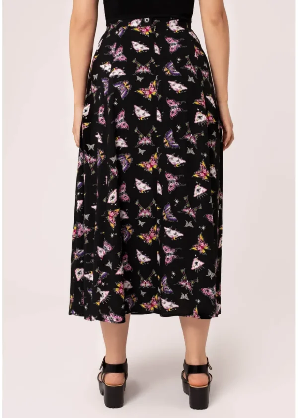 Hell Bunny Kocho Butterfly 50's Skirt Black
