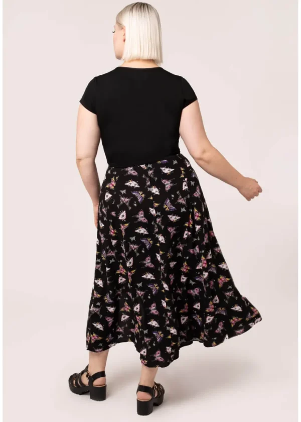 Hell Bunny Kocho Butterfly 50's Skirt Black