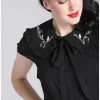 Hell Bunny Lovely Floral 40's Blouse Zwart