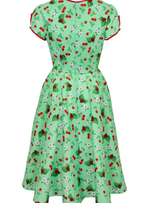 Hell Bunny Marjorie Cherry Ladybug 50's Swing Dress Mint