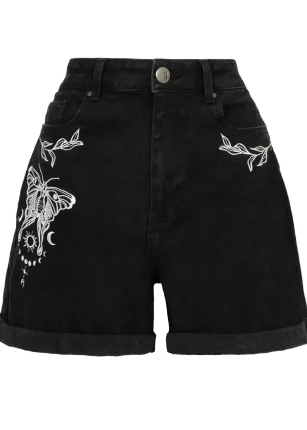 Hell Bunny Metamorphosis Moth Shorts Black