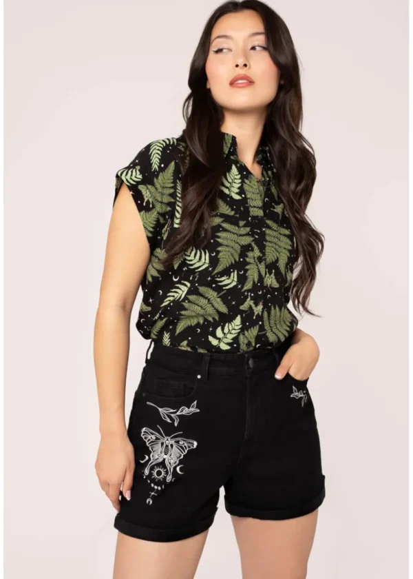 Hell Bunny Metamorphosis Moth Shorts Black