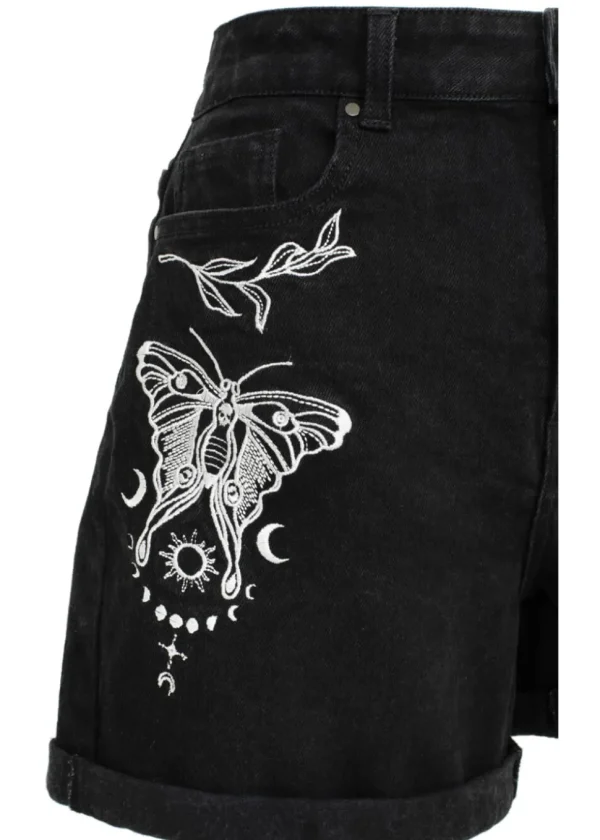 Hell Bunny Metamorphosis Moth Shorts Black